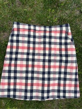 Boden British Tweed Skirt Pink Plaid 10 Long